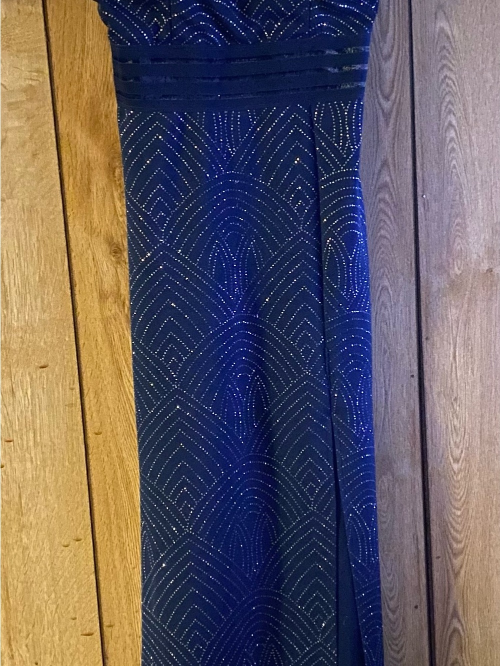 Elegant Navy Blue Beaded Evening Skirt